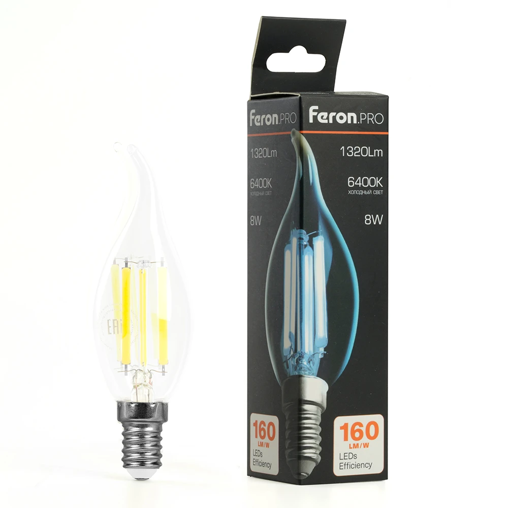 Лампа светодиодная Feron.PRO LB-1218 Свеча на ветру E14 1320LM 8W 175-265V 6400K 51267 7