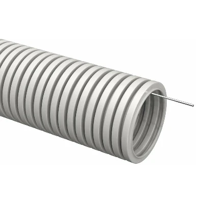 Труба гофрированная ПВХ d20мм с протяжкой сер. (уп.10м) TOKOV ELECTRIC TKE-TG/P-20-C06/10