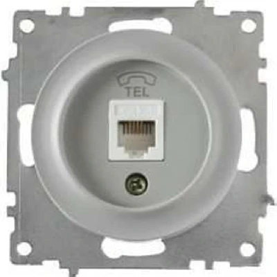 Розетка телефонная 1-м СП Florence RJ11 механизм сер. (1E20601302) OneKeyElectro 2172838