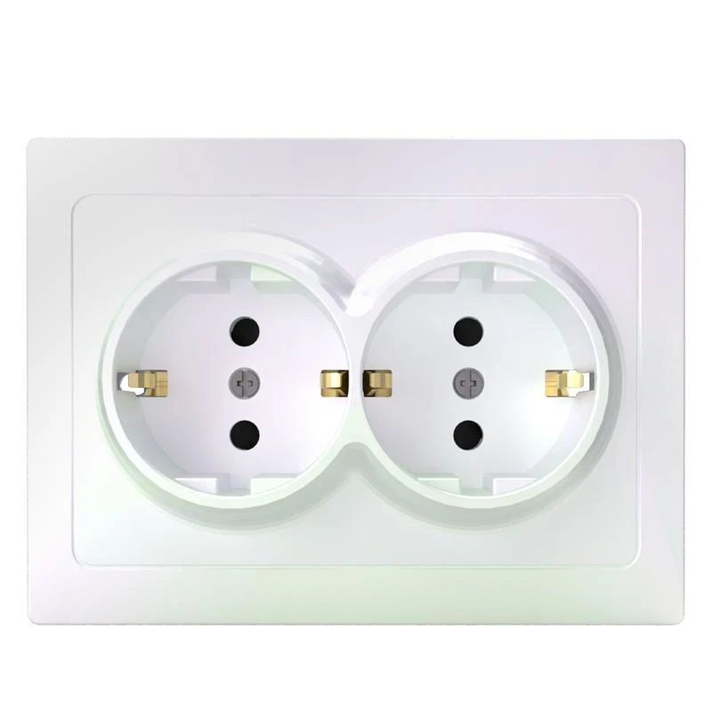 Розетка 2-м СП Pixel 16А IP20 с заземл. защ. шторки в сборе перламутр. TOKOV ELECTRIC TKE-PX-R2FZSF-C04 1