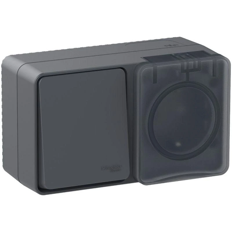 Блок ОП AtlasDesign PROFI IP54 (розетка 1-м 16А заземл. защ. шторки + 1-кл. выключатель 10А) антрацит SE ATN544070 3