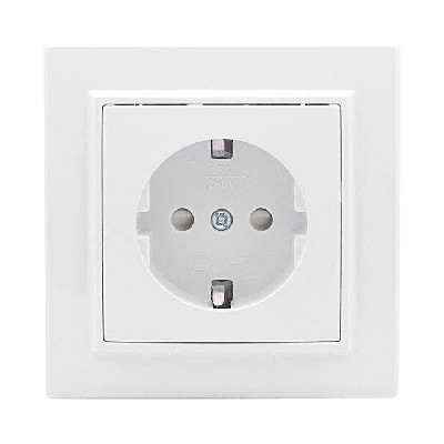 Розетка 1-м СП Минск 16А IP20 с заземл. защ. шторки бел. Basic EKF ERR16-028-100
