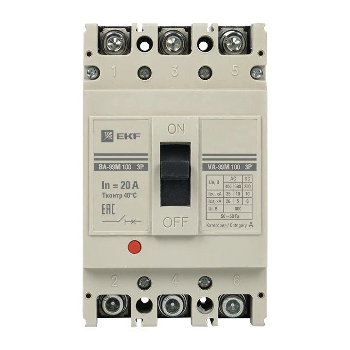 Выключатель автоматический 3п 100/20А 35кА ВА-99М PROxima EKF mccb99-100-20m 3