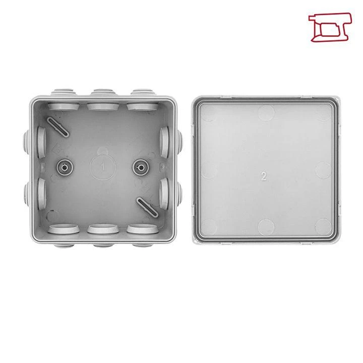 Коробка распределительная КМР-030-014 100х100х50 IP55 с крышкой для прямого монтажа 10 мембранных вводов сер. розн. стикер EKF plc-kmr-030-014-r 2