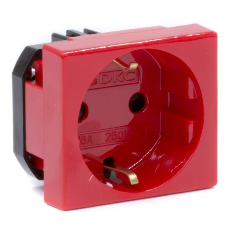 Розетка 1-м 2мод. Viva 16А IP20 2P+E с заземл. защ. шторки красн. DKC 45015 1