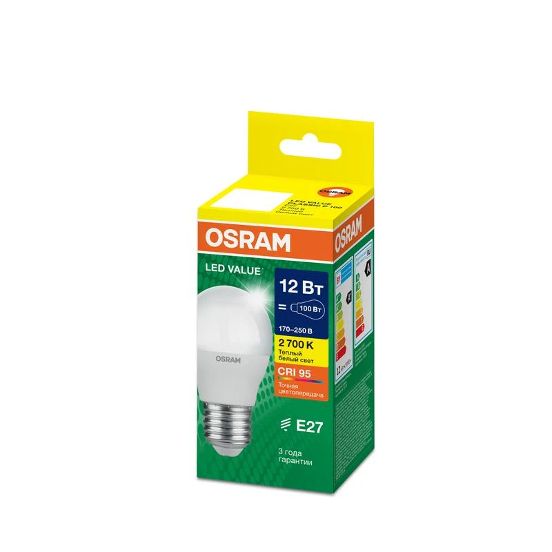 Лампа светодиодная LED G4 Value LVCLP100 12W/927 CRI95 12Вт 2700К 1200лм шар матов. E27 170-250В OSRAM 4099854309083 1