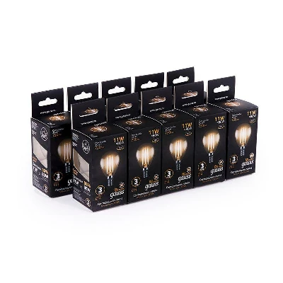 Лампа светодиодная филаментная Black Filament 11Вт P45 шар 2700К тепл. бел. E14 810лм GAUSS 105801111