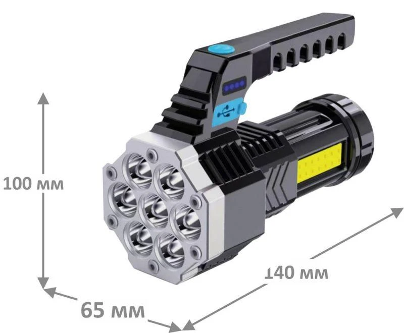 Фонарь аккумуляторный LED53404 4В 7LED+COB 3Вт 4 реж USB бокс черн. Ultraflash 15033 1