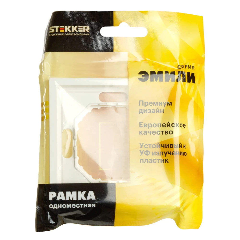Рамка STEKKER, PFR00-5001-01 1-местная, серия Эмили, белый фарфор, soft touch 49884 4