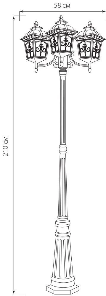 Светильник садово-парковый Feron PL4099 столб четырехгранный 3*60W E27 230V, черное золото 11526 1