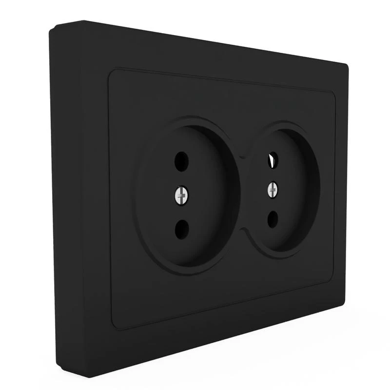 Розетка 2-м СП Pixel 16А IP20 без заземл. в сборе карбон TOKOV ELECTRIC TKE-PX-R2F-C14 2