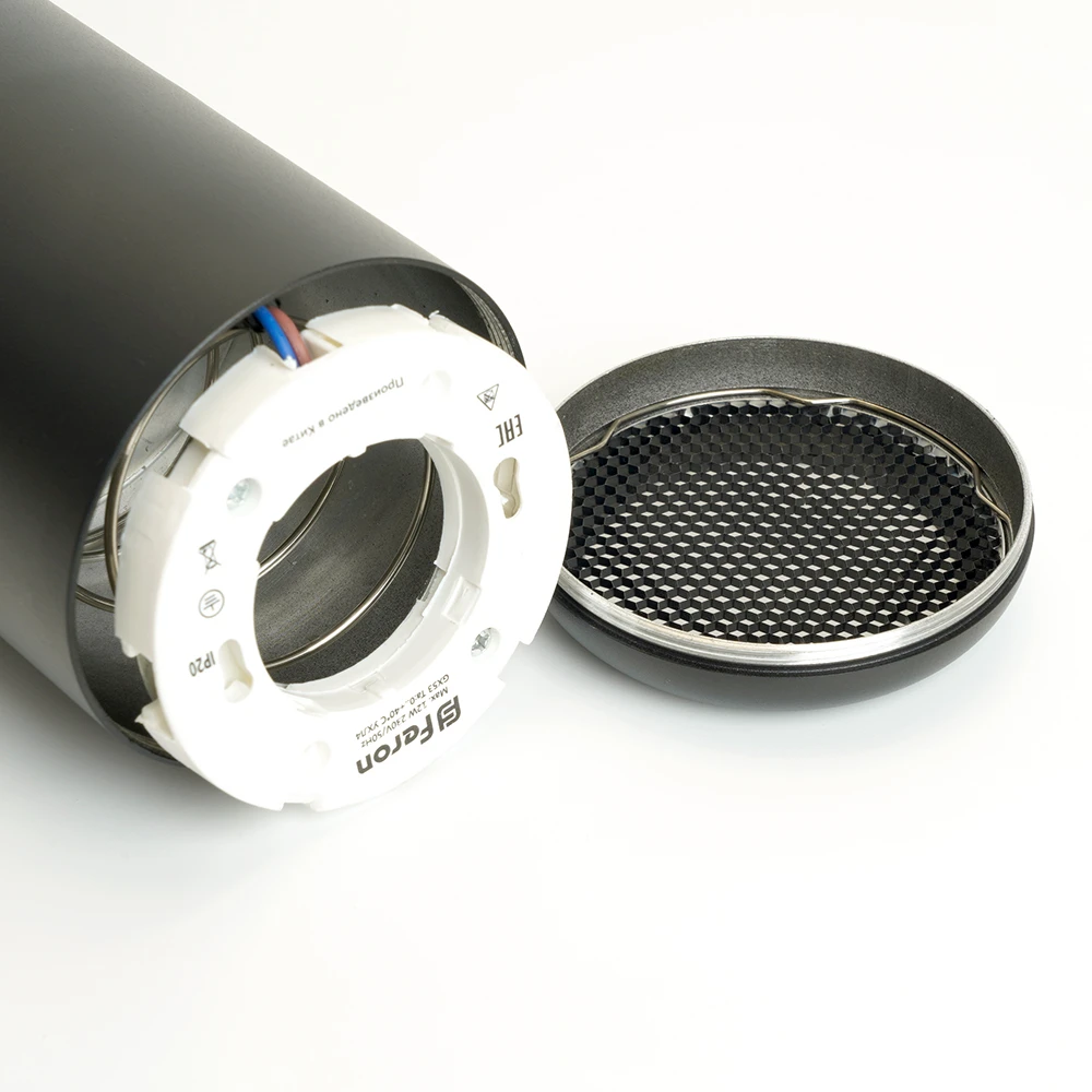 Светильник потолочный Feron HL3658 Barrel ECHO levitation 12W, 230V, GX53, чёрный, с антибликовой сеточкой, на подвесе 1,7 м 48403 5