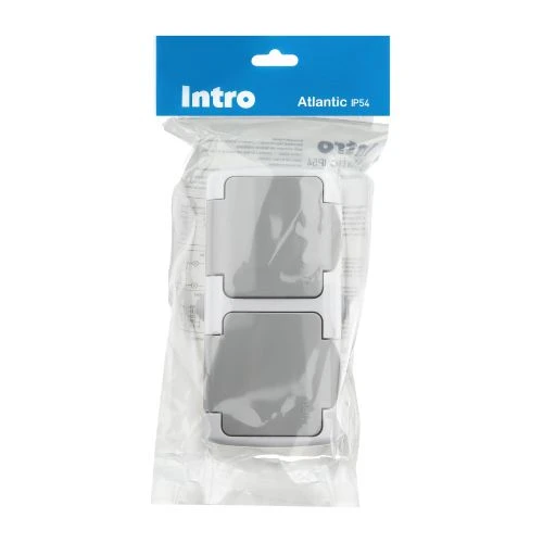 Розетка 2-м ОП 16А 250В 2P+E Schuko IP54 с заземл. Atlantic сер. 5-203-03 Intro Б0051060 2