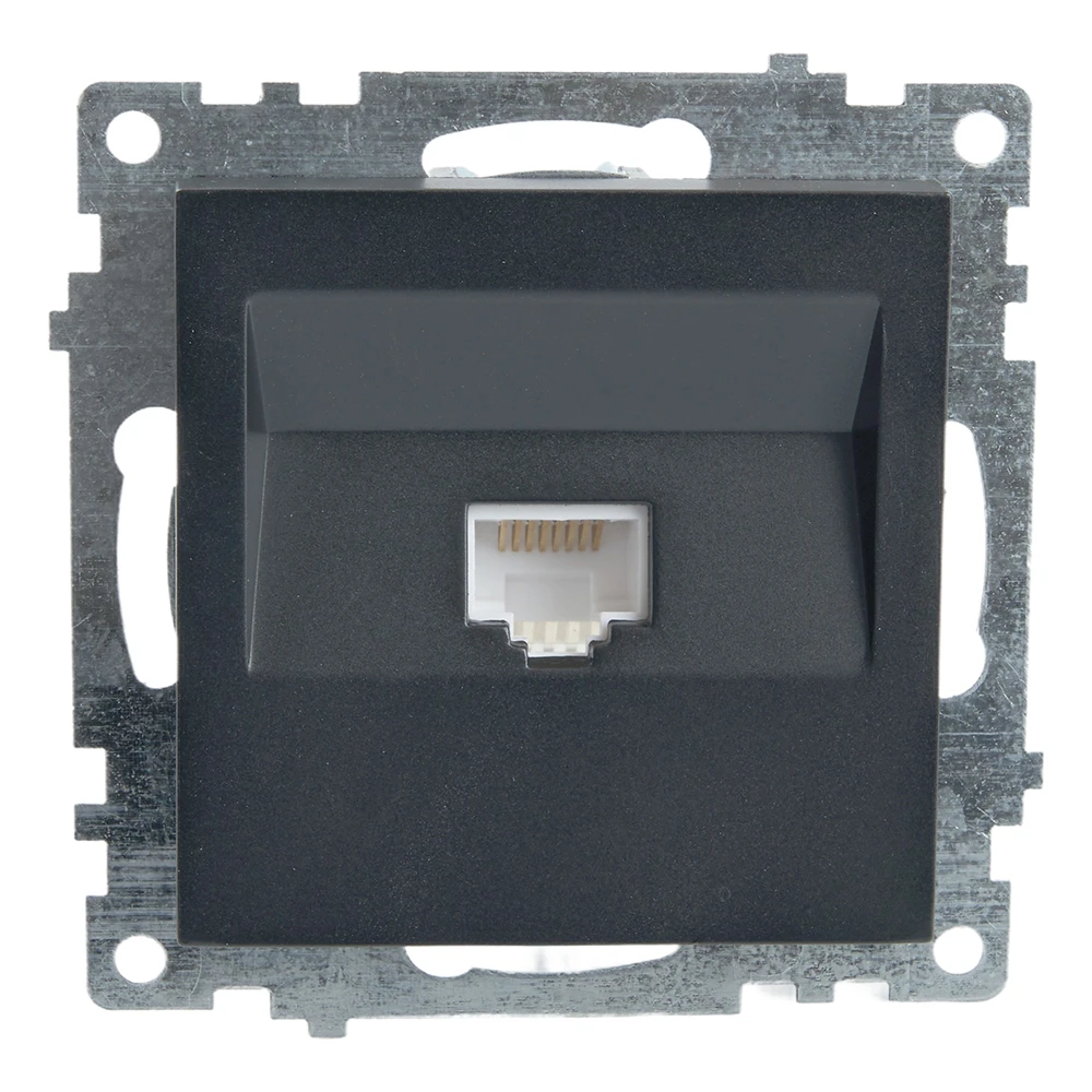 Розетка компьютерная 1-местная RJ-45 (механизм), STEKKER GLS00-7107-05, серия Катрин, черный 39613 3