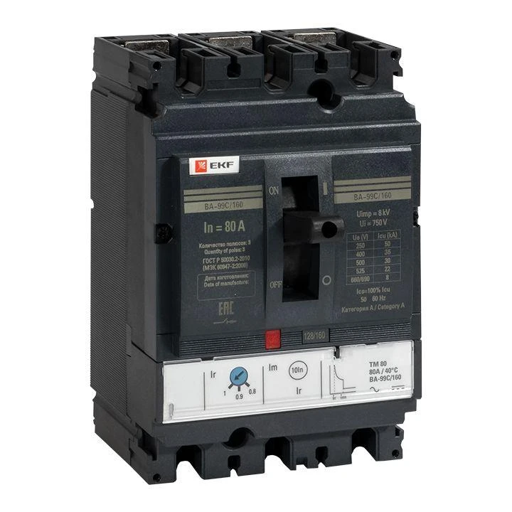 Выключатель автоматический 3п 160/80А 36кА ВА-99C Compact NS PROxima EKF mccb99C-160-80 1
