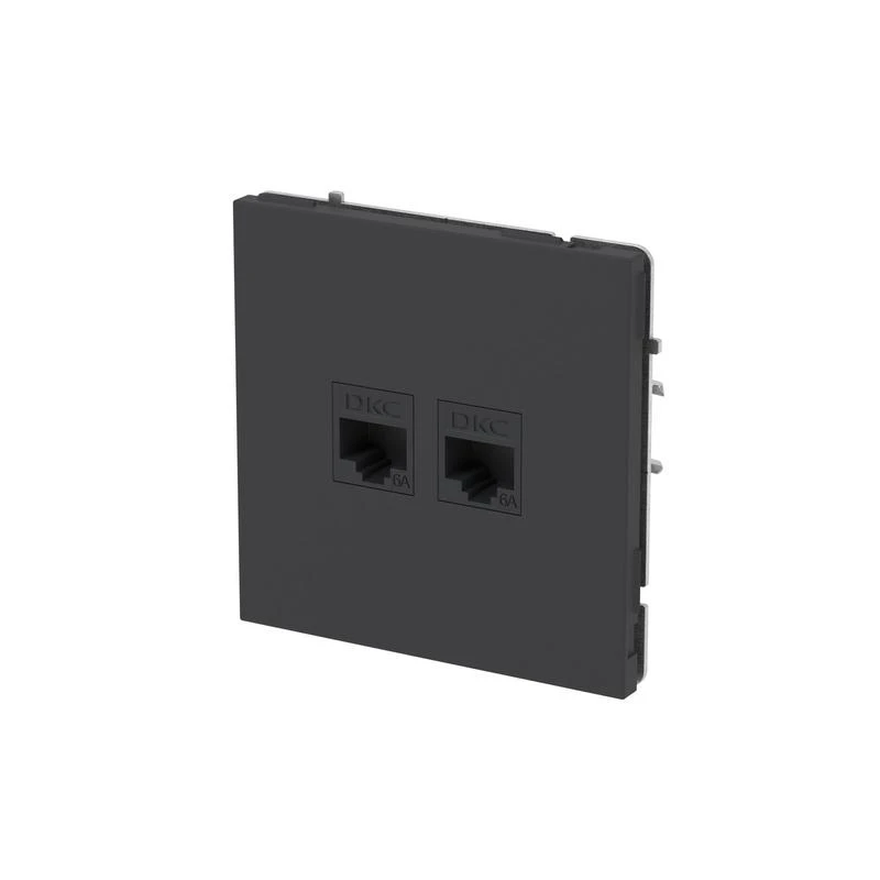 Розетка компьютерная 2-м KANT RJ45 кат.6A без шторки черн. уголь DKC 7012674 1