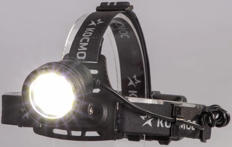 Фонарь налобный аккум. 10Вт P50 LED/Li-ion18650 2х1000мА.ч алюм. КОСМОС KOC855Lit 1