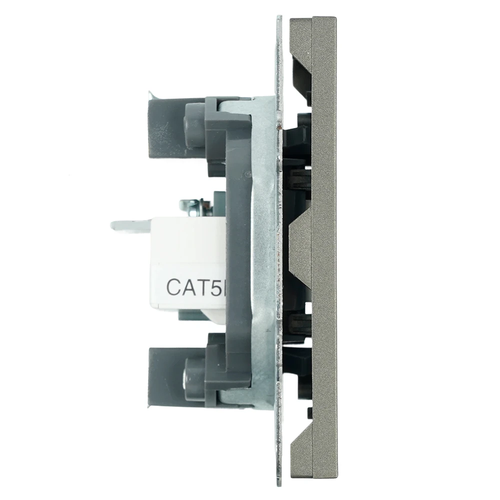 Розетка TV + компьютерная RJ-45 (механизм), STEKKER, серия Эмили, RST00-5106-09, антрацит, soft touch 49924 3