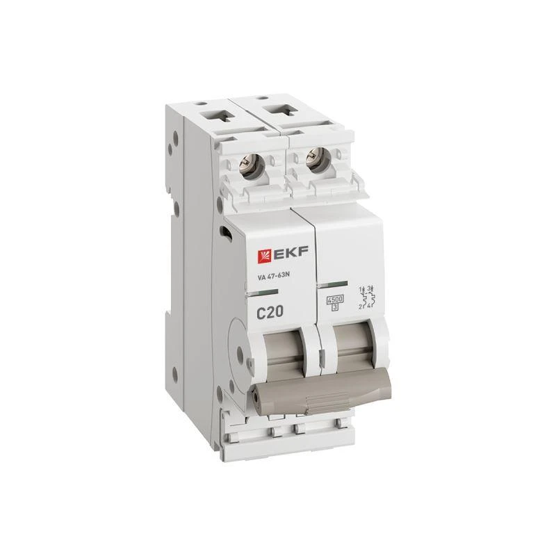 Выключатель автоматический 2п C 20А 4.5кА ВА 47-63N PROxima EKF M634220C 2