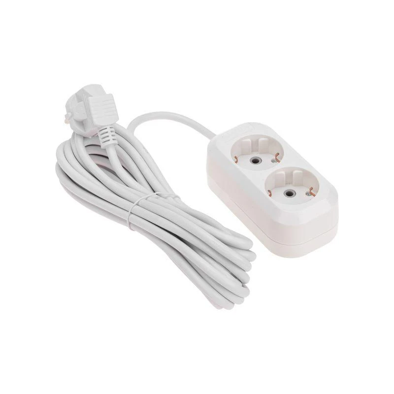 Удлинитель 2 гнезда 5м 3х0.75кв.мм с/з бел. PROCONNECT 13-4204 3