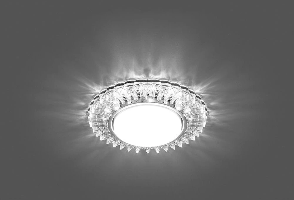 Светильник встраиваемый с белой LED подсветкой Feron CD4025 потолочный GX53 без лампы прозрачный 29539 1