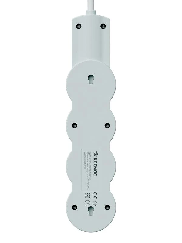 Удлинитель 3х1.5м с заземл. 10А IP20 USB 2800Вт 220В ПВС 3х1 с выкл. бел. КОСМОС YKsm1.5m3g-Z-VU10А-W 6