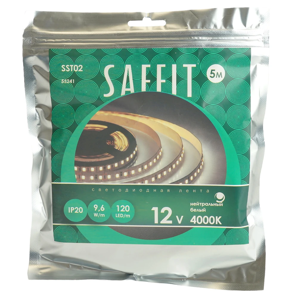 SST02 SAFFIT 120SMD(2835)/м 9.6Вт/м 12V 5000*8*1.22мм 4000К, IP20 55241 2