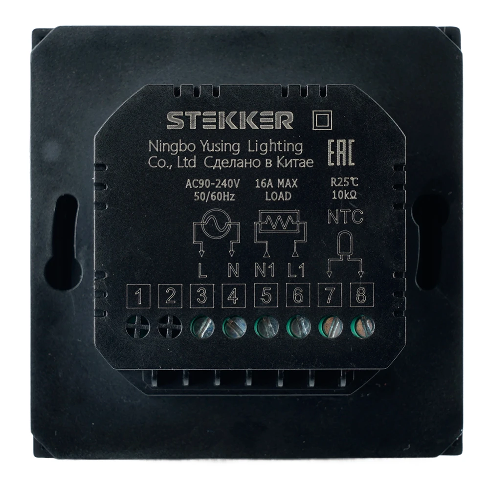Терморегулятор Wi-Fi (механизм), STEKKER, 250В, 3500Вт, серия Эмили, RSW00-5119-05, черный уголь, soft touch 50377 4