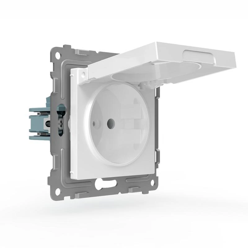Розетка 1-м СП Pixel IP44 с заземл. защ. шторки с крышкой механизм бел. TOKOV ELECTRIC TKE-PX-R1ZSW1-C01-IP44 1