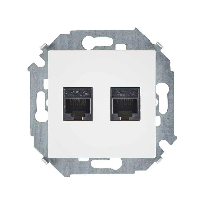 Розетка компьютерная 2-м Simon 15 RJ45 кат.5E AMP механизм бел. Simon 1591552-030