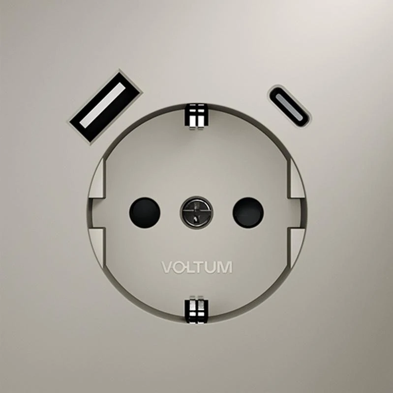Розетка 1-м СП S70 16А с USB A+С с заземл. защ. шторки механизм кашемир Voltum VLS040503 1
