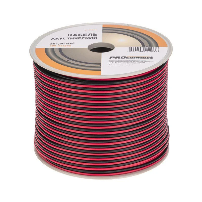 Кабель Stereo 2х1.5 красн./черн. бухта (м) PROCONNECT 01-6106-6 1