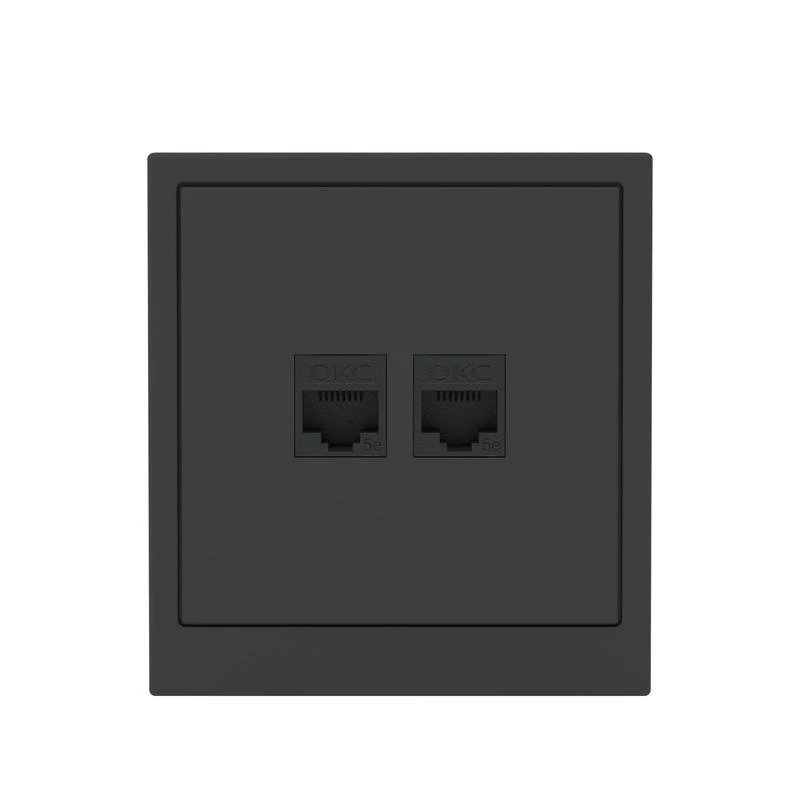 Розетка компьютерная 2-м KANT RJ45 кат.5E без шторки черн. уголь DKC 7012664 5