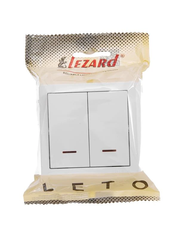 Выключатель 2-кл. ОП LETO 10А IP20 с индикацией бел. LEZARD 752-0200-112 1