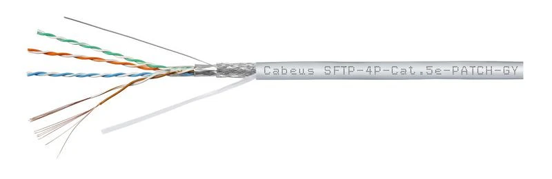 Кабель витая пара SF/UTP кат.5E 4х2х24AWG patch PVC нг(А)-LS SFTP-4P-Cat.5e-PATCH-GY сер. (уп.305м) Cabeus 7260c 1