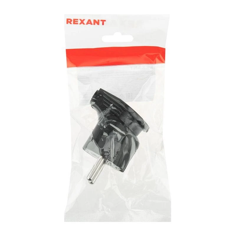 Вилка Евро угловая 16А с заземл. черн. Rexant 16-0726 4