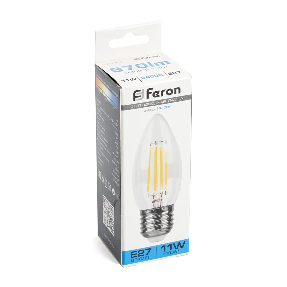Лампа светодиодная Feron LB-713 Свеча E27 11W 230V 6400K 38274 3