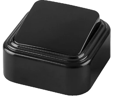 Выключатель STEKKER PSW06-21-20 одноклавишный открытой установки, 250В, 6А, IP20, черный (VA1  6-131-Ч) 32743