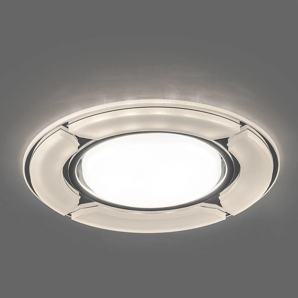 Светильник встраиваемый с белой LED подсветкой Feron CD4039 потолочный GX53 без лампы, белый матовый, хром 40506 1