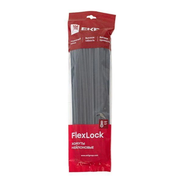 Хомут P6.6 7.6х350 FlexLock стандартный черн. (уп.100шт) PROxima EKF plc-fl-ctsb-7.6x350 3