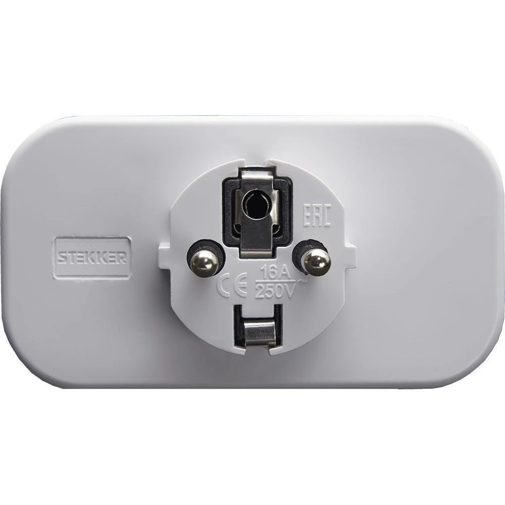 Разветвитель сетевой 2-местный с/з STEKKER ADP16-22-20 250V, 16A, ABS огнеустойчивый пластик, белый 39023 1