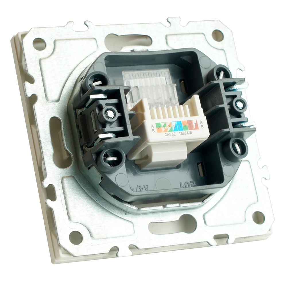 Розетка компьютерная 1-местная RJ-45 (механизм), STEKKER, серия Эмили, RST00-5117-01, белый фарфор, soft touch 49873 3