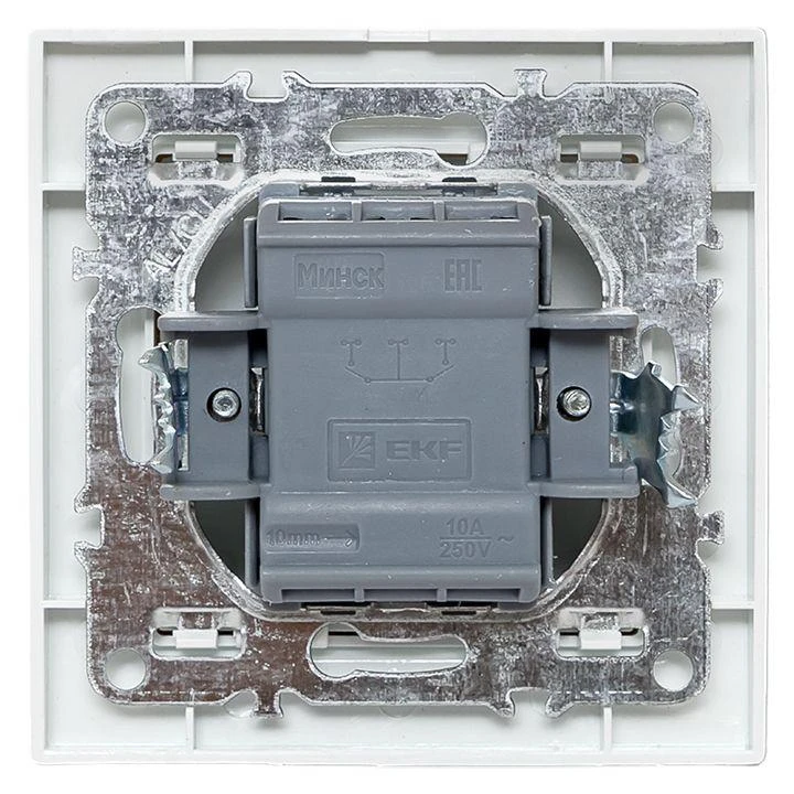 Выключатель 1-кл. СП Минск 10А IP20 бел. Basic EKF ERV10-021-10 7
