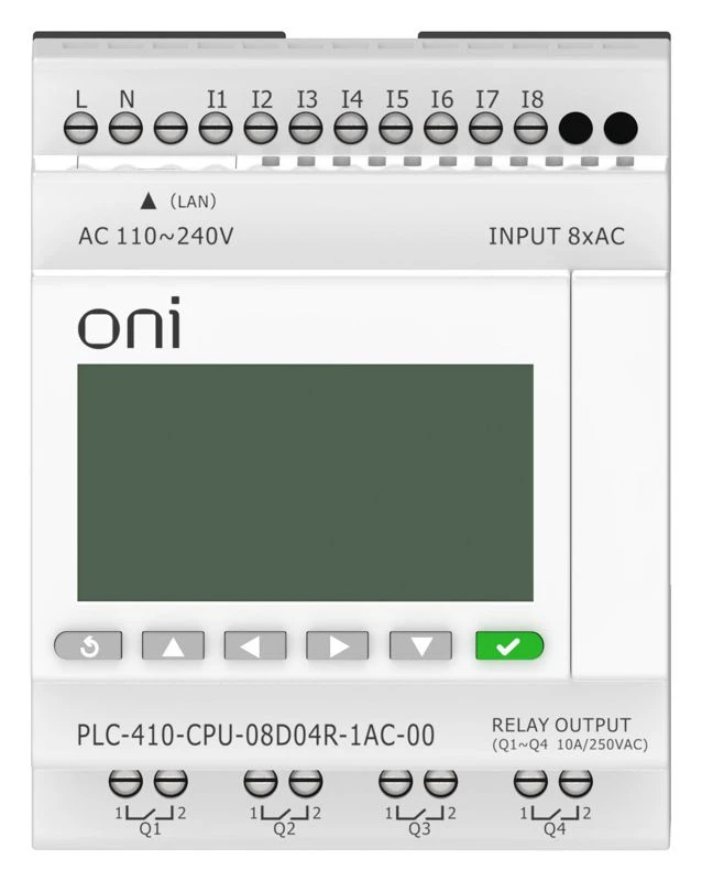Модуль ЦПУ ПЛК 410 8 DI 4 RO 220В AC с Ethernet портом с экраном ONI PLC-410-CPU-08D04R-1AC-00 6