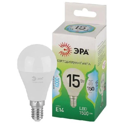 Лампа светодиодная GREEN LINE P45-15W-840-E14 GL 15Вт шар 4000К яркий свет бел. E14 Эра Б0067045