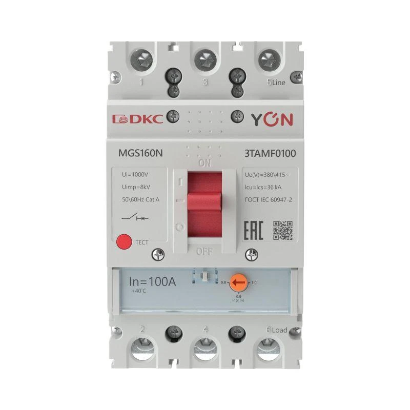 Выключатель автоматический MGS160 3P 80-100A 36kA YON MGS160N-3TAMF0100 1