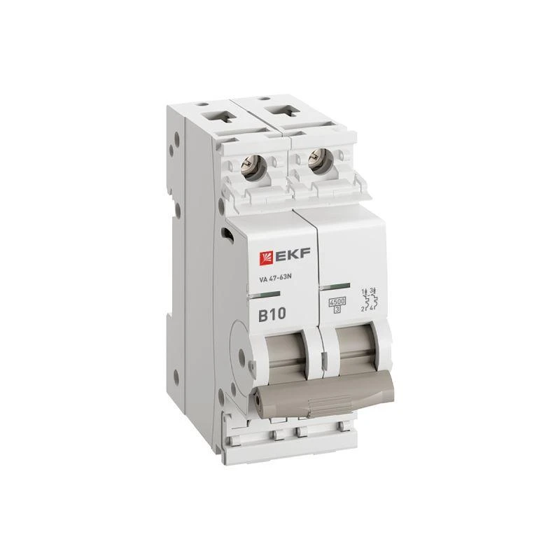 Выключатель автоматический 2п B 10А 4.5кА ВА 47-63N PROxima EKF M634210B 2