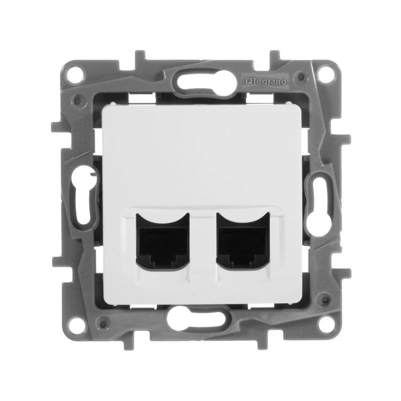 Розетка компьютерная 2-м СП Etika RJ45 кат.5E UTP механизм бел. IEK 672255 2