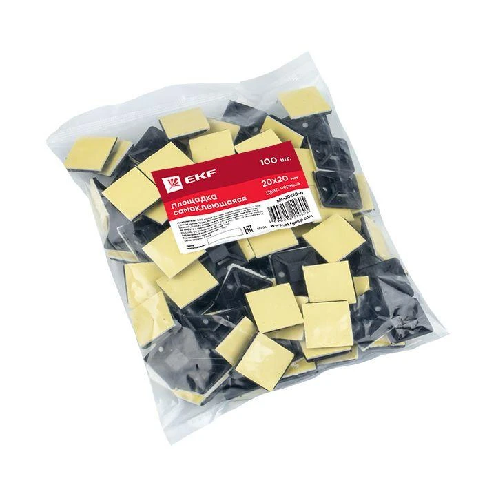 Площадка самоклеящаяся 20х20мм черн. (уп.100шт) EKF plc-20x20-b 4