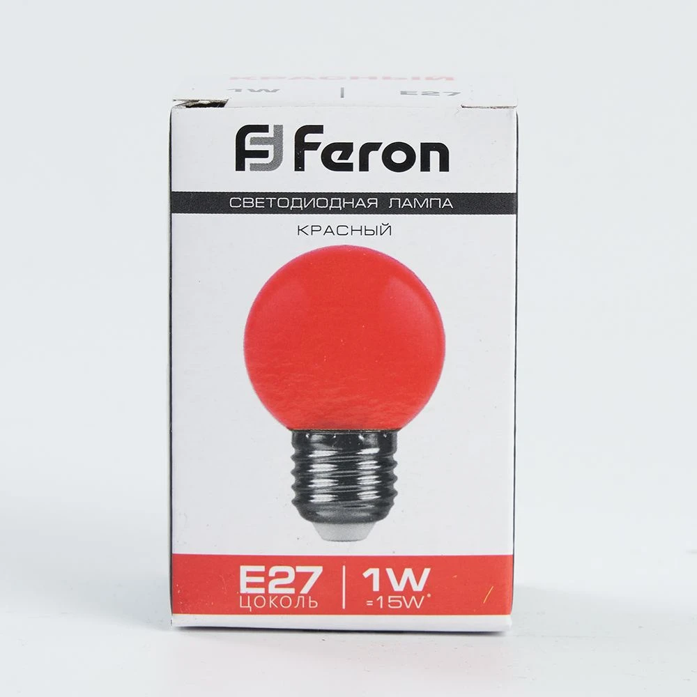 Лампа светодиодная Feron LB-37 Шарик E27 1W 230V Красный 25116 3